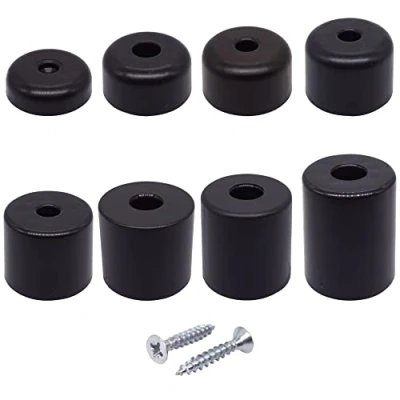 Image of SKIR&#039;CO 8 pcs Black Plastic Furniture Legs, Height 25 mm, Round Feet, Diameter 50 Screws Included