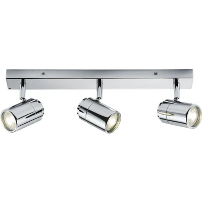 Image of KnightsBridge 230V IP44 GU10 Triple Bar Spotlight Chrome