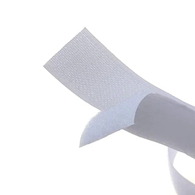 Image of White Sew On Hook and Loop Tape Set with Non Adhesive Back Nylon Fabric Fastener 5cm 2m