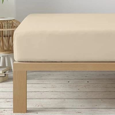 Image of Degrees home Collection Fitted Sheet 180 x 190 33 Adjustable Brushed Polyester Microfiber Beige
