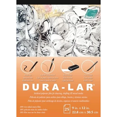 Image of Grafix Matte 0.005 Dura Lar Film, 9 12 Inch, 25 Sheets, Mylar, Original Version, 9x12 in