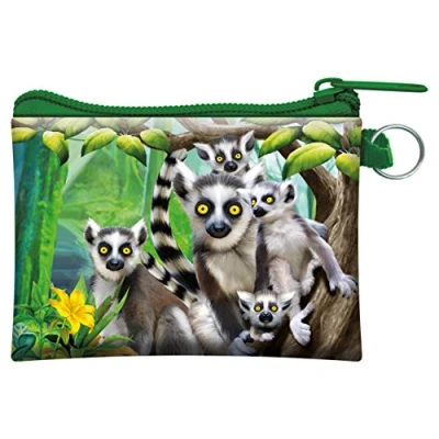 Image of 3D LiveLife Coin Purse Ring Tailed Lemurs from Deluxebase. Lenticular Lemur Purse. Cash, and Card Holder with Secure Zip Featuring Artwork Licensed Renowned Michael Searle