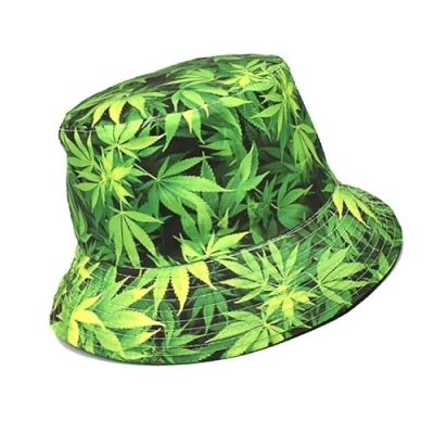 Image of KGM Accessories Cool Ganja Leaf Print Bucket Sun hat Festival Holiday Hats (Ganj Forrest)