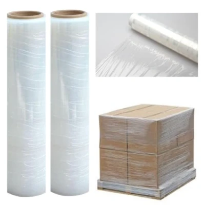 Image of 2 Rolls Clear Pallet Wrap Stretch Film Shrink Wrap, Strong &amp; Secure Packaging Plastic Cling Film, Moisture Water Proof, Ideal for Parcel Packing, Moving House Furniture, 20 Microns 400mm x 250m