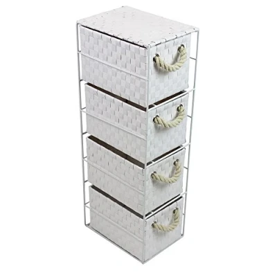Image of JVL White 4 Drawer Plastic Rectangular Unit on Metal Frame