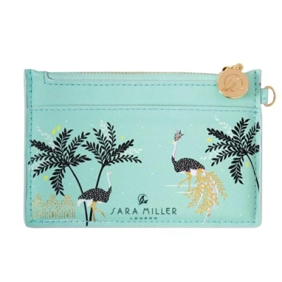 Image of Sara Miller Savannah Faux Leather Coin Purse, Blue with Gold Metal Zip