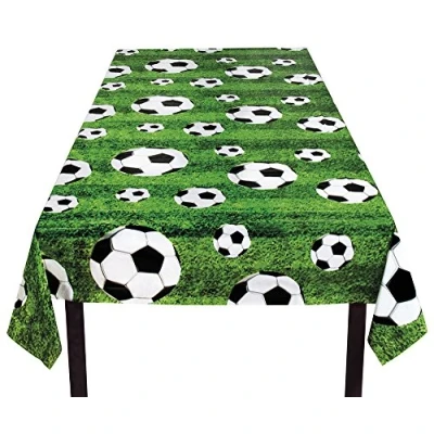 Image of Boland 62509 Football Print Tablecloth, 180 x 120 cm, Decorative Polyester Tablecloth for Bundesliga &amp; Champions League Parties, Birthdays, Public Viewings