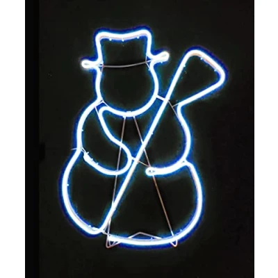 Image of SHATCHI Snowman Neon Effect Rope Light Silhouette Double Side 90 Blue LEDs Christmas Outdoor Home Wall Garden Holiday Festive Decorations