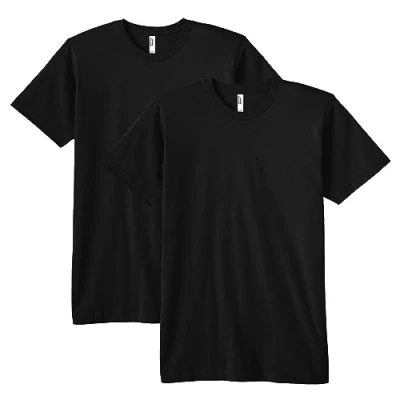 Image of American Apparel Men&#039;s Fine Jersey Crewneck Short Sleeve T Shirt, 2 Pack, Black, XXL