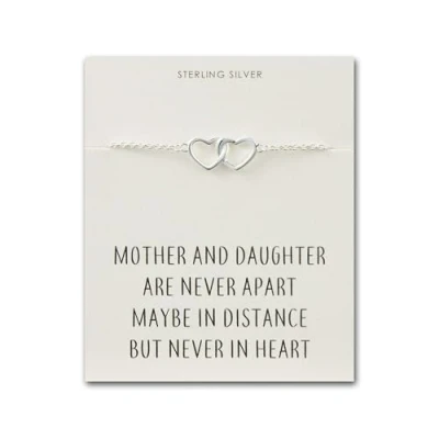 Image of Philip Jones Sterling Silver Mother and Daughter Quote Heart Link Bracelet