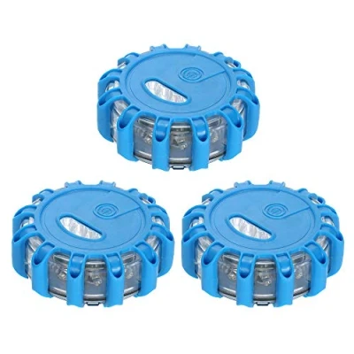 Image of MASO 3 Pack LED Road Light, Car Emergency Roadside Safety Beacons Flashing Warning Light with Magnetic Base for Truck Boat （Blue）