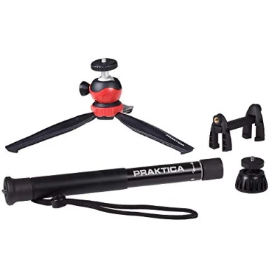 Image of PRAKTICA CDTR15SET 4 in 1 Tripod &amp; Monopod Kit Black Red,
