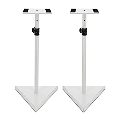 Image of Speaker Stands For Studio Monitors White Height Adjustable Pair