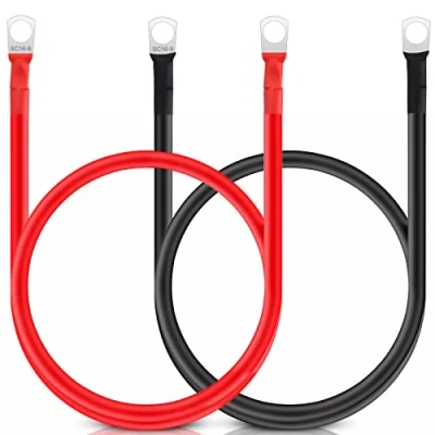 Image of JatilEr 2 Pcs Battery Cables 12v M8, Leads 50cm Link 16mm Pure Copper, Inverter Cable Heavy Duty, for Motorcycle Solar Car Grounding Etc