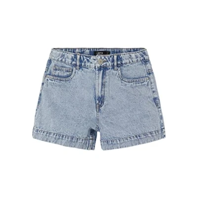 Image of NAME IT Girl&#039;s Nlftoneizza DNM Hw Mom Shorts Noos, Light Blue Denim/Detail: Stonewash, 152 (EU)