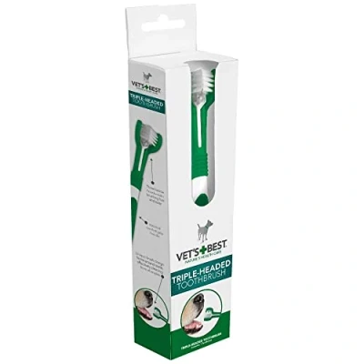 Image of Vet&#039;s Best Triple Headed Toothbrush for Dogs Teeth Cleaning and Fresh Breath