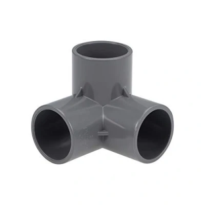 Image of Elbow 3 Way PVC Pipe Connector Furniture Grade 32 mm Tee Size Corner Fittings Grey 10 Pieces