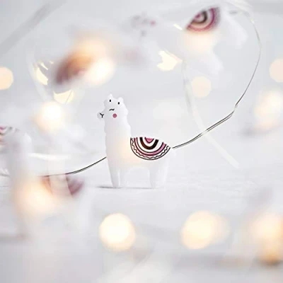 Image of Lights4fun Indoor 20 LED Llama Battery Operated String Fairy Lights with Timer 1.6m