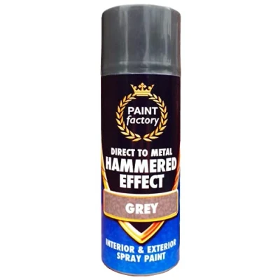 Image of Classic Signature Hammered Effect Spray Paint 400ml, Use for Interior &amp; Exterior Aerosol Metal, Wood, Plastic (2 x Pack, Grey)