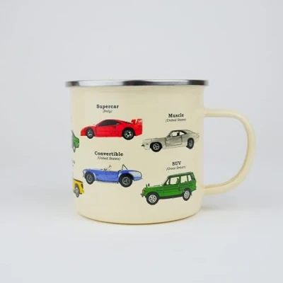Image of Gift Republic Sports Car Enamel Mug, Outdoor Camping 500 ml Metal Coffee Cup Men&#039;s Gift, Cars