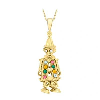 Image of Carissima Gold Women&#039;s 9 ct Yellow Multicolour Cubic Zirconia Clown Pendant on Curb Chain Necklace of 46 cm/18 inch