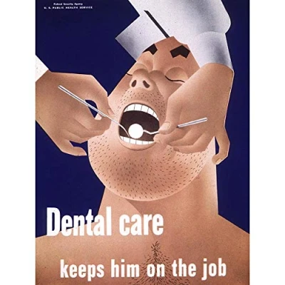 Image of Wee Blue Coo Health Dentist Teeth Wartime USA Vintage Advertising Retro Art Print Poster Wall Decor 12X16 Inch