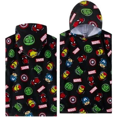 Image of Marvel Hooded Towel for Kids, Absorbent Bath with Hood the Pool, Beach Holiday Essentials (Multi Avengers, 6 9 Years)