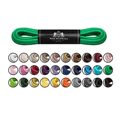 Image of Mount Swiss© Luxury Waxed Round Shoelaces for Business Suits and Leather Shoes, Diameter 2 3 mm, Length 45 120 cm Green