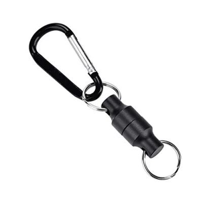 Image of Fly Fishing Magnetic Net Release Clip Hanging Holder Lanyard Carabiners Single/Double Keychain Hook Magnet Buckle (Black Single)