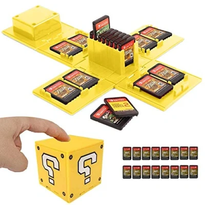 Image of doepeBAE Nintendo Switch Game Card Storage Box Video Holde Protective System Organizer Travel Container Hard Can Store with16 Cards(Question Yellow)