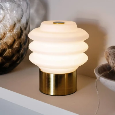 Image of Dyberg Larsen LED table lamp Diva, white/brass coloured