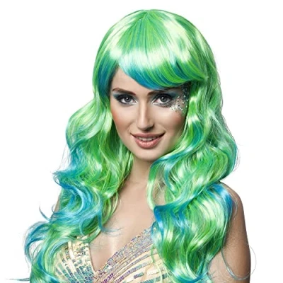 Image of Boland 29977 Girls Aqua Wig, Green, Blue, 85742, One Size