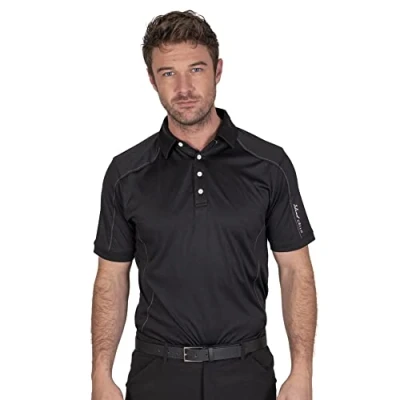 Image of Island GREEN Mens 4 Button CoolPass Polo Shirt Black M