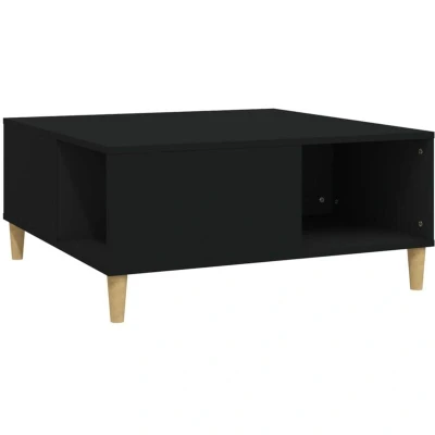 Image of vidaXL Engineered Wood Coffee Table with Storage Compartments Black Rectangular Side for Living Room and Bedroom