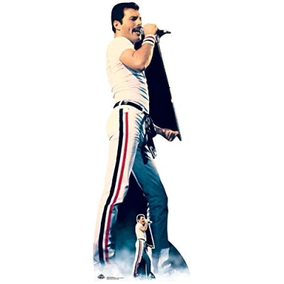 Image of Star Cutouts Ltd CS700 Lifesize Cardboard Figure of Freddie Mercury 1982 Colour with Free Desktop Standup Standee Perfect for Fans, Parties, Collectors and Events, Solid, Multicolour