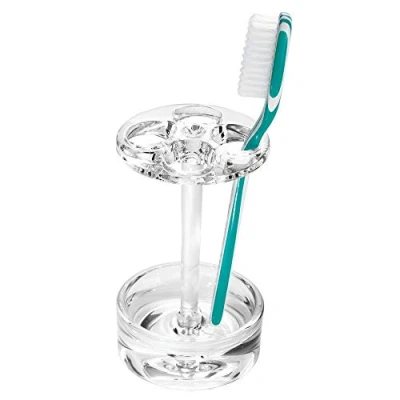 Image of iDesign 55520 Eva Round Toothbrush Holder/Stand, Made of Plastic, Clear