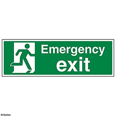 Image of V Safety Emergency Exit Sign 600mm x 200mm 1mm Rigid Plastic