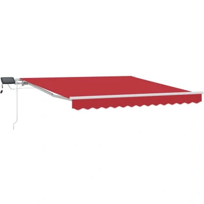 Image of vidaXL Manual Retractable Awning with LED Red 300x250 cm