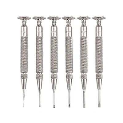 Image of Starrett S555Z 6 Stainless Steel Screwdriver Set, 6Piece, 0.040&quot;, 0.025&quot;, 0.055&quot;, 0.070&quot;, 0.080&quot;, .100&quot; Head, 7/8&quot; Blade Length (Pack of 6)