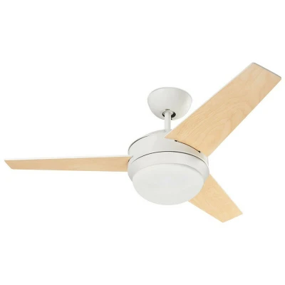 Image of Windy Ceiling Fan White with Wood Blades E27 40W