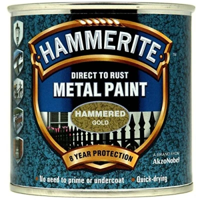 Image of Hammerite Metal Paint Hammered 250ml Gold (311380)