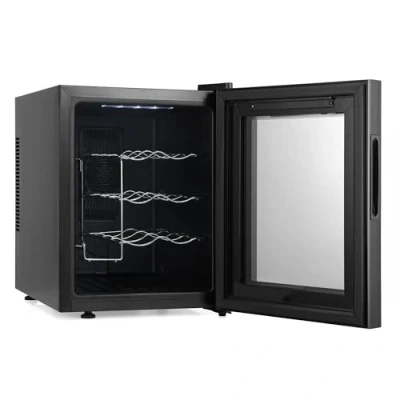 Image of Barcool VINO12 Table Top Wine Fridge Black 5 18C Cooler LED + Digital Display Glass Door Drinks Cellar Single Zone