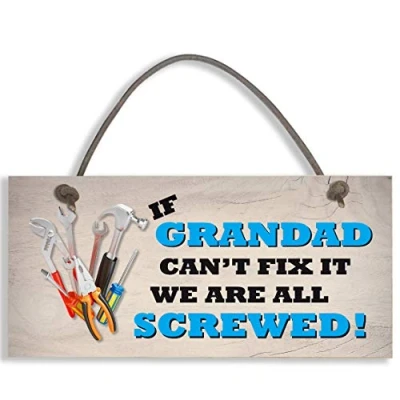 Image of Grandad Fix It Screwed Man Cave Garage Shed Hanging Plaque Sign Funny Rude #1155
