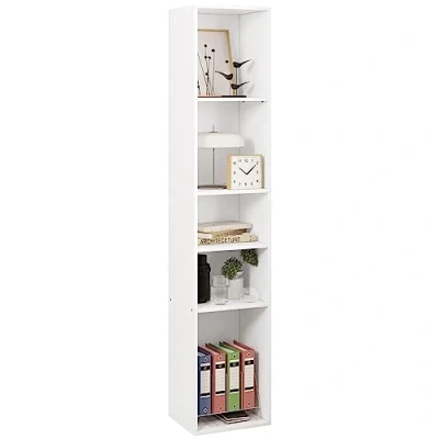 Image of WOLTU Bookcase 5 Tiers, Bookshelves, Multifunctional Storage Unit, Cabinet for Living Room, Office, Engineered Wood, White, 30x26x151cm SK034ws