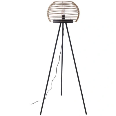 Image of Lindby Ediz floor lamp, black, wood, 159 cm high, E27