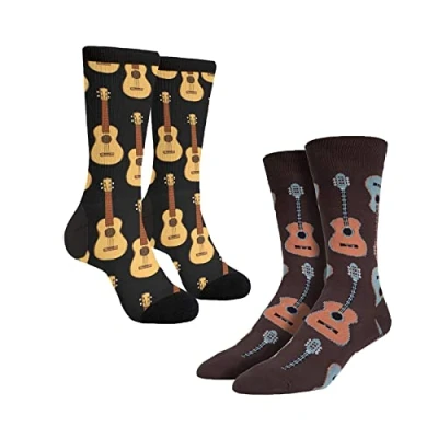 Image of ENSTAB 2 Pair Guitar Socks Gifts Music Lovers Unisex Size 7 12 (Guitar)
