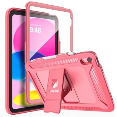 Image of TiMOVO Case for iPad (A16) 11th Generation 11 Inch 2025, 10th 2022 with Screen Protector, Heavy Duty Shockproof Rugged Protective Cover, Watermelon Red