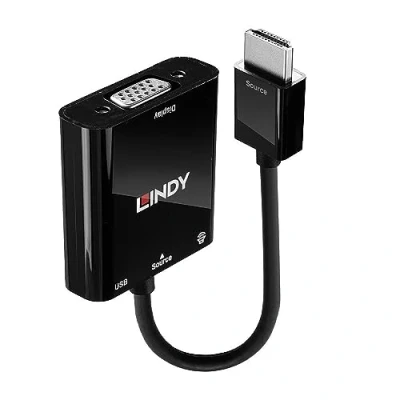 Image of LINDY 38285 0.1 m HDMI to VGA and Audio Converter Black