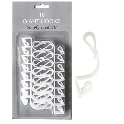 Image of 16 Giant Christmas Gutter Hooks Weatherproof Plastic for Hanging Outdoor String Lights, Fairy Lights or Rope Clips (Clear)