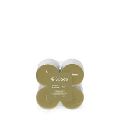 Image of Spaas Maxi Scented Tealights flatpack x8 10h, Romantic Reflections, Olive Green
